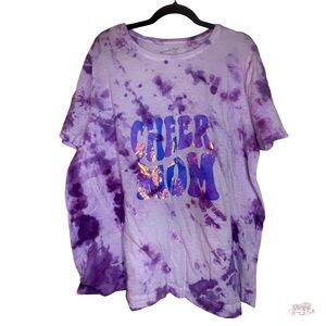 Oversized Purple Tie Dye CHEER MOM Graphic Tee XXL